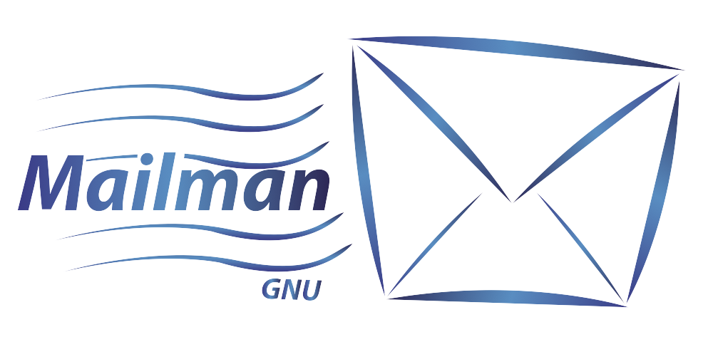 Blue GNU Mailman logo with an envelope